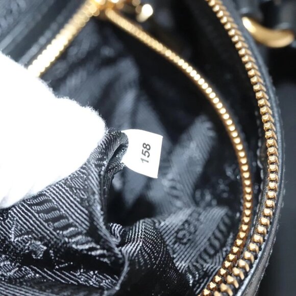PRADA Hand Bag Nylon 2way Black Gold 1BB797 Auth am8598 - Picture 3 of 15